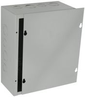 BUD Industries JB-3958-KO Steel NEMA 1 Sheet Metal Junction Box with Knockout and Lift-Off Screw Cover, 8" Width x 10" Height x 4" Depth, Gray Finish