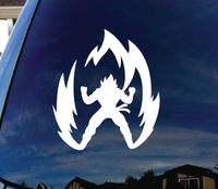 SoCool - Dragon Ball Z - Super Saiyan Goku - Vinyl 5" tall (color: WHITE) decal laptop tablet skateboard car windows sticker