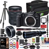 Canon EOS RP Full-Frame Mirrorless Digital Camera Body + RF 24-105mm F4 L is USM Lens 3380C012 Bundle with 500mm Preset Telephoto Lens, 64GB, VEO2 Tripod, Deco Gear Case, Filter Kit and Accessories