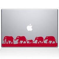 The Decal Guru 0152-MAC-13P-DR Elephant March Decal Vinyl Sticker, 13" MacBook Pro (2015 and Older), Red