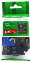 LM Tapes - Brother PT-200 Label Printer 6mm Gold on Black Compatible TZe P-touch Tape (1/4" 0.23 Laminated) for Brother Model PT200 Label Maker