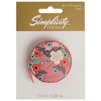 Simplicity Vintage Fashion Floral Sewing Measuring Tape, Measures up to 60'', 2.1'' D