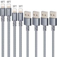 iPhone Charger,Begonia 4PACK (3FT,6Ft) Lightning Cable Nylon Braided USB Cable Fast Charging Cable Cord Compatible with iPhone Xs MAX XR X 8 7 6S 6 Plus SE 5S 5C 5,iPad,iPod,and More (Cool Grey)