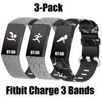 WISHTA Fitness Bands Compatible with Fitbit Charge 3 & Charge 3 SE, Waterproof Replacement Strap for Women Men, Multi-Colors Bands 3 Pack (3pcs-Flower-03, Large(Band for Charge 3, not Charge 2))