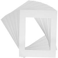 US Art Supply Art Mats Brand Premier Acid-Free Pre-Cut 8x10 White Picture Mat Matte Face Frames. Includes a Pack of 25 White Core Bevel Cut Matte Frames for 5x7 Photos
