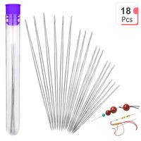 18 Pieces Beading Needles, 6 Sizes Seed Beads Needles Beading Embroidery Needles Big Eye Collapsible Beading Needles Set for Jewelry Making with Needle Bottle