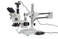 AmScope 7X-45X Simul-Focal Stereo Zoom Microscope on Boom Stand with an LED Ring Light and 1.3MP Camera