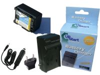 Replacement for Canon FS20 Battery and Charger with Car Plug and EU Adapter - Compatible with Canon BP-808 Digital Camcorder Batteries and Chargers (Decoded 890mAh 7.4V Lithium-Ion)