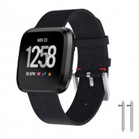 Tanyl Compatible with Fitbit Versa Bands, Woven Nylon Adjustable Replacement Sport Strap Band for Versa/Versa 2/Lite/Special Edition, Fitness Watch Band for Versa, Women Men Small Large Black