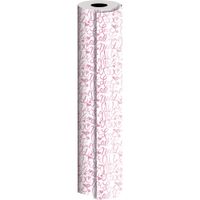 Jillson Roberts 30" x 208' Bulk 1/4 Ream All-Occasion Gift Wrap, Brushscript Blush
