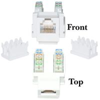 ACL Phone/Data Jack, RJ11/RJ12 Female to 110 Type Punch Down Keystone Insert, White, 5 Pack