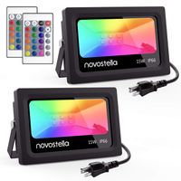Ustellar 2 Pack 15W RGB LED Flood Lights, Outdoor Color Changing Floodlight with Remote Control, IP66 Waterproof 16 Colors 4 Modes Dimmable Wall Washer Light, Stage Lighting with US 3-Plug