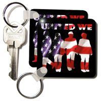 3dRose United We Stand Flag People - Key Chains, 2.25 x 4.5 inches, set of 6 (kc_13762_3)