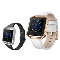 ZUKVYE Leather Bands Compatible Fitbit Blaze Smart Watch, Small and Large Genuine Leather Replacement Band with Metal Frame for Women Men-D Small