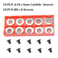 Ci0 16mm Round Carbide Inserts Cutters Knifes Indexable Replacement with Screws Fits For Full And Pro Size Popular DIY Wood Turning Finisher Hollower Tools Woodworking Lathe 10pcs