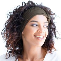 BLOM Original Multi Style Headband. Wear Wide Turban Thick Knotted. For Women Yoga Fashion Workout Running Athletic Travel. Comfort Stretch Versatility. Dark Olive