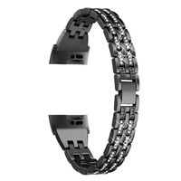 TOYOUTHS Compatible with Fitbit Charge 3 Bands Women Rose Gold Replacement Metal Bling Diamond Rhinestone Jewelry Strap Wristband for Fitbit Charge 3 Fitness Tracker, Black