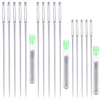 Large Eye Hand Sewing Needles (15 Pcs) - 2 Sizes (2.4", 2") and 3 Clear Storage Tubes
