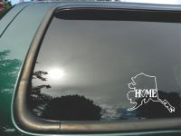 Alaska State- Home (D)- Die Cut White Vinyl Window Decal/sticker for Car/ Truck/ Laptop 5"x5.5"