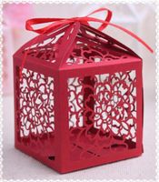 Voberry 20 Pcs Card Paper Hollow Flower Wedding Party Baby Shower Favors Candy Gifts Boxes (Red)