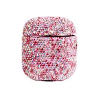 2019 Newest Luxurious Rhinestone AirPods Case with Keychain, Shockproof Protective Premium Crystal Cover Skin for AirPods Charging Case 2 & 1 (Pink+AB C6 No Keychain)