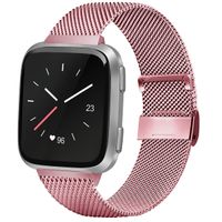 AK Metal Bands Compatible for Fitbit Versa Smartwatch Stainless Steel Mesh Loop Wristband Accessories for Fitbit Versa Special Lite Edition (Without Tracker) (Small, 07 Rose Pink)