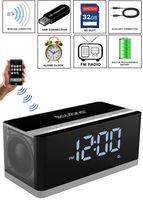 Boytone BT-86C Bluetooth 4.1 Portable Alarm Clock Radio Wireless Speaker, Digital FM Tuning Built-in 8 Hours Play Rechargeable Battery, Mic, Large LED Display, USB, Micro SD Slot, AUX, 110/220 Volt