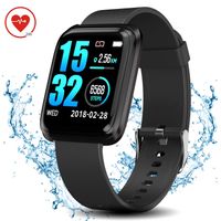 WearNow Fitness Tracker Watch, IP68 Waterproof Activity Tracker with Pedometer Sleep Tracker Heart Rate Monitor Brightness Adjustment, 1.3 Inches Smart Running GPS Watch for Men Women Kids (Black)
