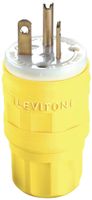 Leviton 14W33 20 Amp, 125 Volt, Straight Blade, Plug, Industrial Grade, Grounding, Wetguard, Yellow