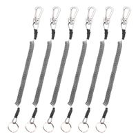 Booms Fishing T04 Fishing Lanyards 6pcs Pack Fishing Tool/Pole Safety Coil Lanyard Retractable Wire Inside Tup Cover