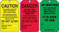 Accuform TSS200PTM RP-Plastic Scaffold Status Tag, Legend"Danger/Caution/Attention", 5.75" Length x 3.25" Width x 0.015" Thickness, Black on Green/Yellow/Red (Pack of 5)