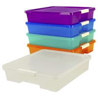 Storex Classroom Student Project Box, 12 x 12 Inches, Assorted Tints, 5-Pack (63202U05C)
