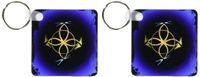 3dRose A gold Celtic knot with butterflies and dragonflies - Key Chains, 2.25 x 4.5 inches, set of 2 (kc_63363_1)