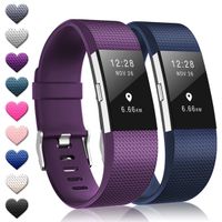 TreasureMax with Fitbit Charge 2 Bands for Women Men(2 Pack),Adjustable Soft Silicone Sports Replacement Fitbit Charge 2 hr Bands,Small/Large