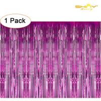 ShinyBeauty Sparkly Foil Fringe Short-3FTx8FT--Metallic Foil Fringe Curtains Photo Backdrop Decorations for Wedding/Party/Curtain/Christmas/Prom (Fuchsia)