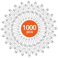 HOUSE DAY Safety Pins Bulk Pack of 1000, 1.1 Inch Long, Strong & Sharp Premium Metal Pins, Durable for Home, Office, Clothes Consignment, Competitions, Crafts