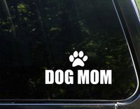 SoCool - Dog Mom decal - Vinyl - 8" wide (color: WHITE) decal laptop tablet skateboard car windows sticke