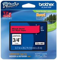 Genuine Brother 3/4" (18mm) Black on Red TZe P-touch Tape for Brother PT-1830, PT1830 Label Maker