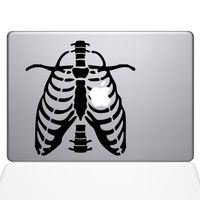 The Decal Guru Ribcage Apple Heart MacBook Decal Vinyl Sticker - 12" MacBook - Black (0223-MAC-12M-BLA)