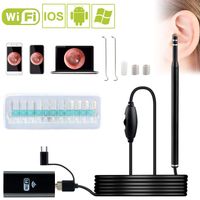 Wireless Otoscope, Ear Endoscope 3 in 1 USB Digital Ear Inspection Camera Earwax Cleaning Tool with 6 Adjustable LEDs Compatible iPhone, Android Smartphone, Windows, Mac PC