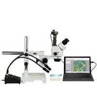 OMAX 2.1X-180X 9MP Digital Zoom Stereo Boom Stand Trinocular Microscope+6W Dual LED Gooseneck Light