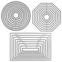 3 Different Shapes of Cutting Dies Stencil Metal Template Molds (Rectangle, Circle & Octagon), DaKuan 24 Pieces Embossing Tools for Scrapbook, Album Paper DIY Crafts & Card Making
