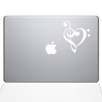 The Decal Guru 1947-MAC-13P-W Music Heart Decal Vinyl Sticker, 13" MacBook Pro (2015 & Older), White