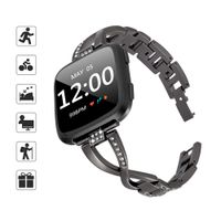 TOMALL Replacement Bands Compatible for Fitbit Versa/Versa 2,Stainless Steel Metal Wristband for Women Men (Small-Large, Black)