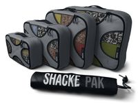 Shacke Pak - 5 Set Packing Cubes - Travel Organizers with Laundry Bag (Dark Grey)