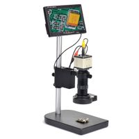 800TVL CCD 100X Microscope Industrial Camera Kit C-Mount Lens BNC Output 40 LED Ring Light 7" LCD Monitor