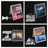 Meslio 4pcs Cutting Dies Metal Scrapbooking Stencils Die for DIY Embossing Photo Album Decorative DIY Paper Cards Making Father's Day Card Gift
