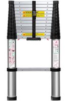 Telescoping Ladder 12.5 FT Extension Telescopic Ladders - Lightweight Aluminum Portable Best for Multi-Use in Home Attic & RV Work Expandable Retractable - Foldable with One Button Collapsible Folding