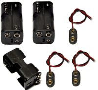 LAMPVPATH 3 Pcs 4 x 1.5V (6V) AA Battery Holder with 3 Pcs 9V I Type Snap Connector Plastic Housing Two Layers Battery Case