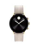 Movado Connect 2.0 Unisex Powered with Wear OS by Google Stainless Steel and Light Grey Leather Smartwatch, Color: Grey (Model: 3660024)